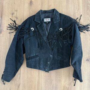 Minnetonka Black Suede Fringe Jacket